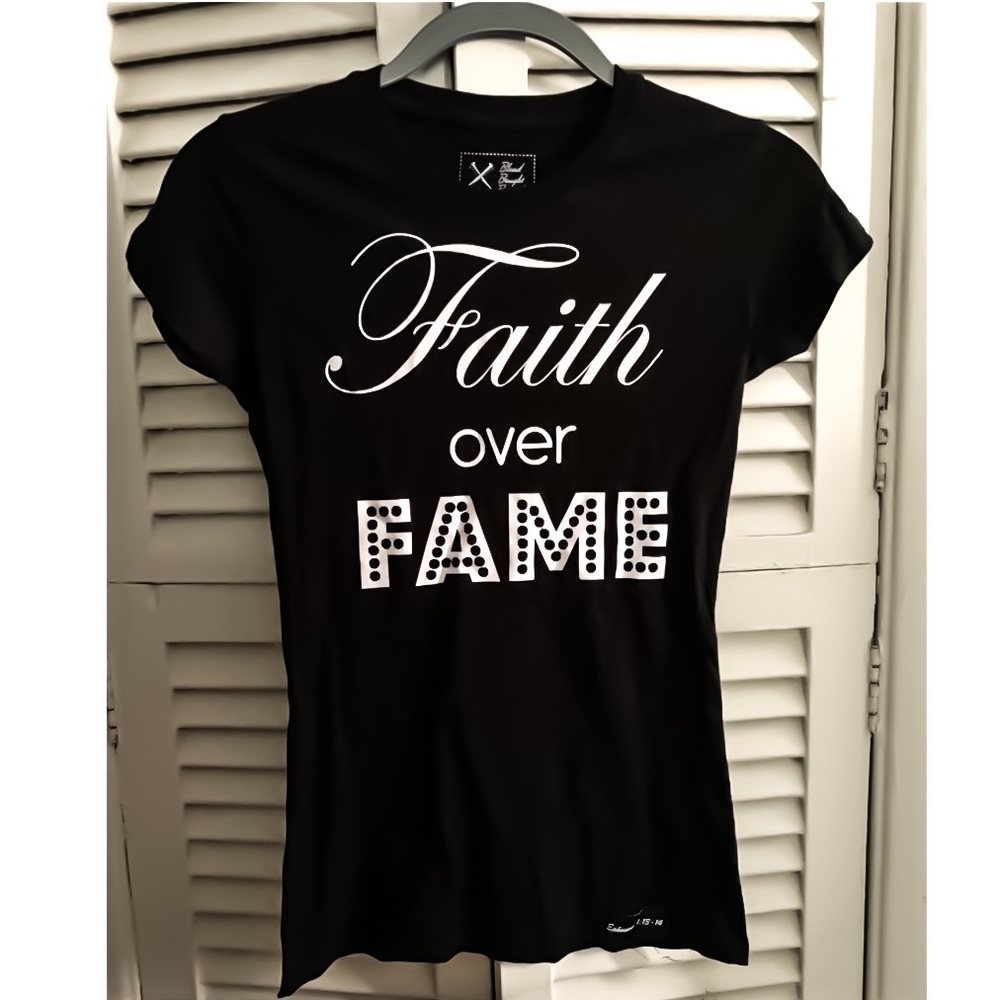 Faith Over Fame Black T Shirt